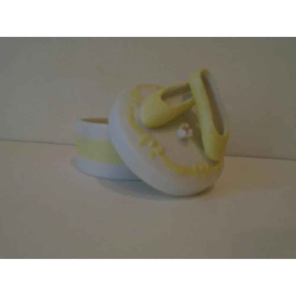 Lefton porcelain box, yellow ballet slippers, vintage